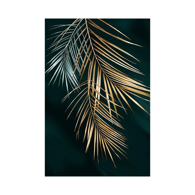 Moderne Goldene Blätter Grüne Pflanze Bild Poster Leinwand Druck Malerei Wand Kunst Gang Wohnzimmer Wohnkultur Cuadros Dekoration