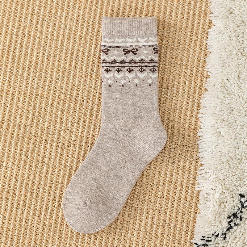 Coffee Color Medium Wool Socks Casual Retro Style Thickened Warm Thick Socks
