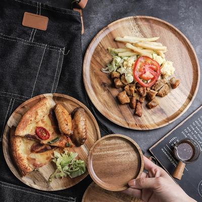 Kuchenplatte und Obsttablett aus Holz, rund, dekoratives Tablett für den Couchtisch mit erhöhten Kanten, Servierplatte für die Küche für Partys