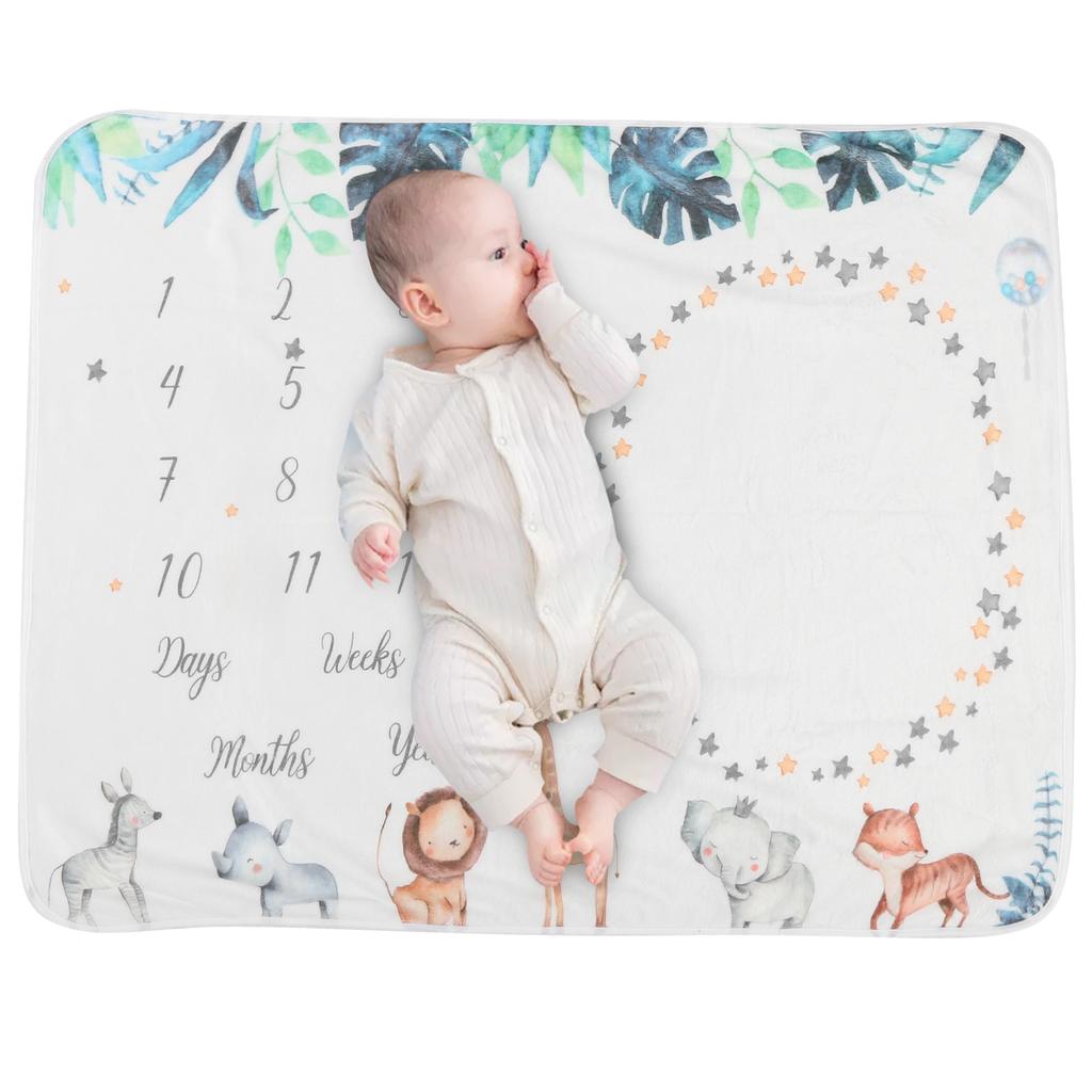 Pătură Lunară pentru Bebeluși, Pătură Fundal pentru Fotografie Bebeluși, Recuzită, Frunză de Bananier, Animal