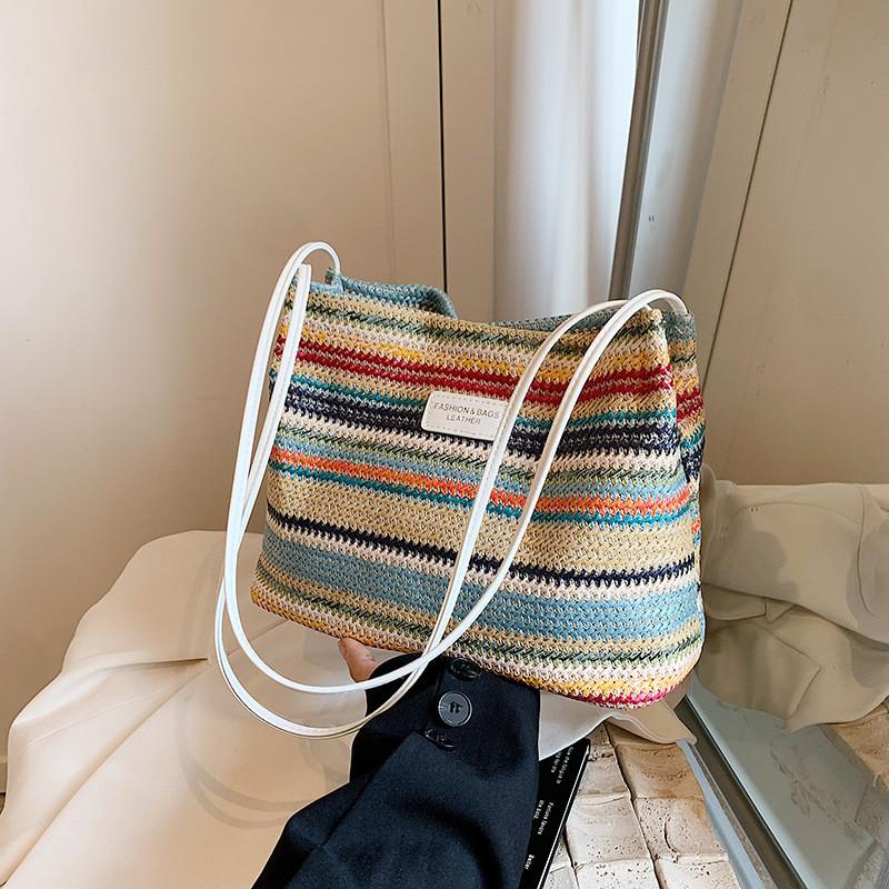 Fashionable Fall Shoulder Bucket Bag Unique Woven Design Perfect For Daily Use And Outings