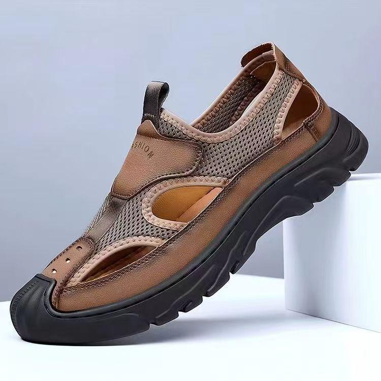 Baotou Sandals Men's 2025 Summer New Mesh Casual Beach Shoes Hollow Breathable Soft Bottom Hole Shoes Men