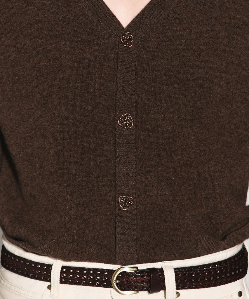 Wesleyhyuston Vine Metal Button Wool Cardigan Brown