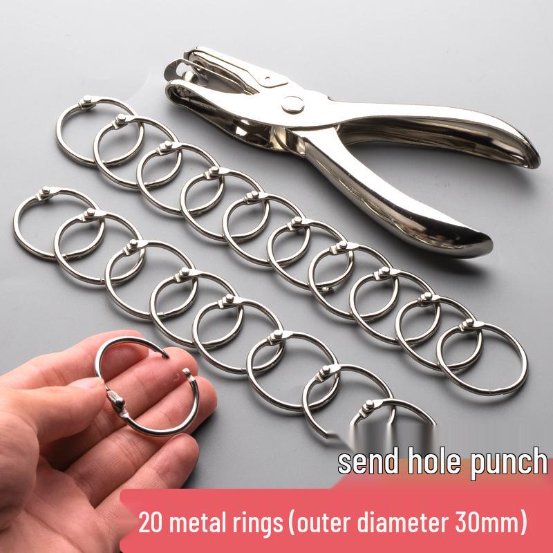 100 Loose Leaf Binder Rings and Hole Puncher Binding Tool Set
