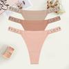 3Pcs Sexy Seamless Women's Underwear Low Waist Rhinestones Letter Thong Solid Stretch G-string Ladies Sports Bikini Lingerie New
