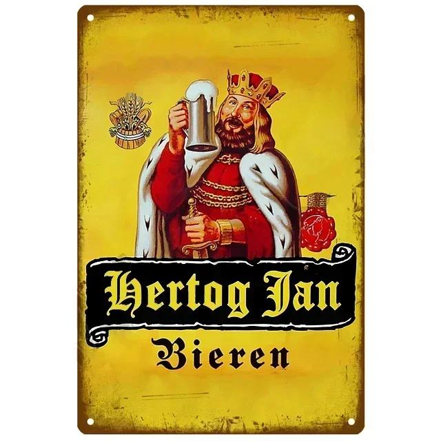 High Definition Metal Tin Sign Vintage Hertog Jan La Chouffe Beer Logo Wall Art Retro Bar Pub Decor Rustic Man Cave Plaque