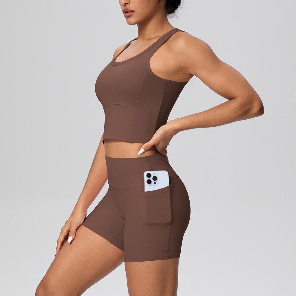 Bare-Feel Sports Tank & High-Waist Butt-Lifting Shorts Set - Quick-Dry Running & Yoga Wear