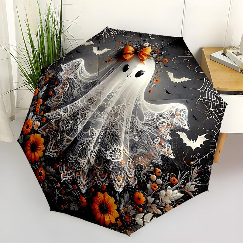 

1pc Halloween Ghost Decorations Automatic Open/Close Umbrella, Folding Compact Umbrella with Lightweight Design for Women/Men yy251028158