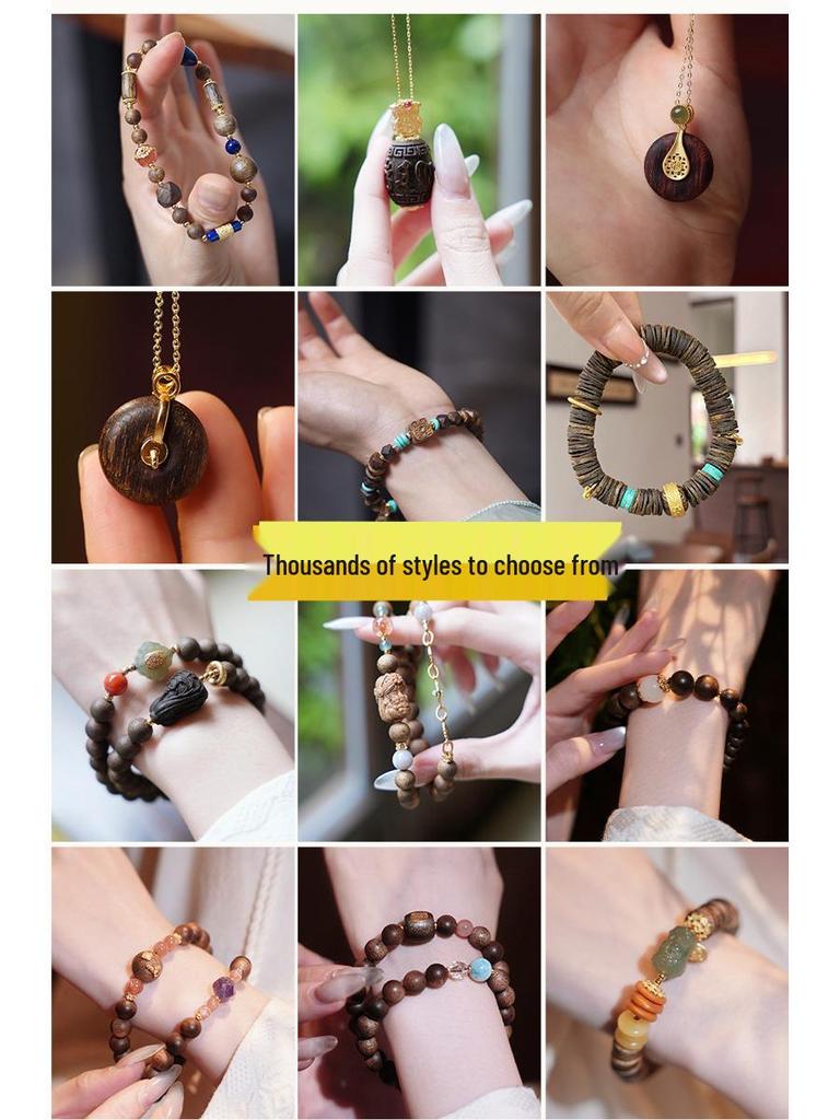 Handmade Nha Trang Purple Qinan Agarwood Bracelet - Natural Texture & Scent