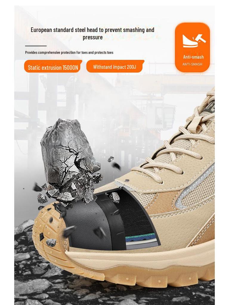 2025 Men's Safety Work Shoes: Steel Toe, Anti-Smash, Anti-Puncture, Anti-Slip, Odor-Free Comfort, Labor Protection Footwear.