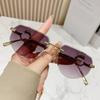 Lunettes de soleil pour femmes Sans monture Cadre carré Lentille dégradée Protection UV Légères Confortables Ajustement Durable Branches en métal