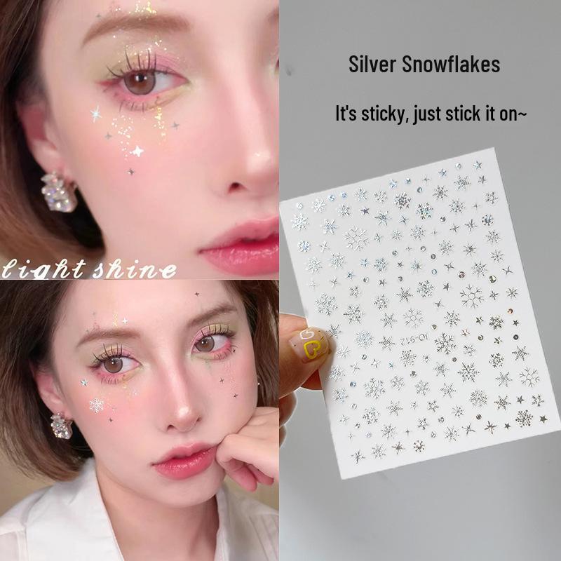 

Festive Snowflake Face & Nail Stickers: Winter Wonderland Makeup Decals