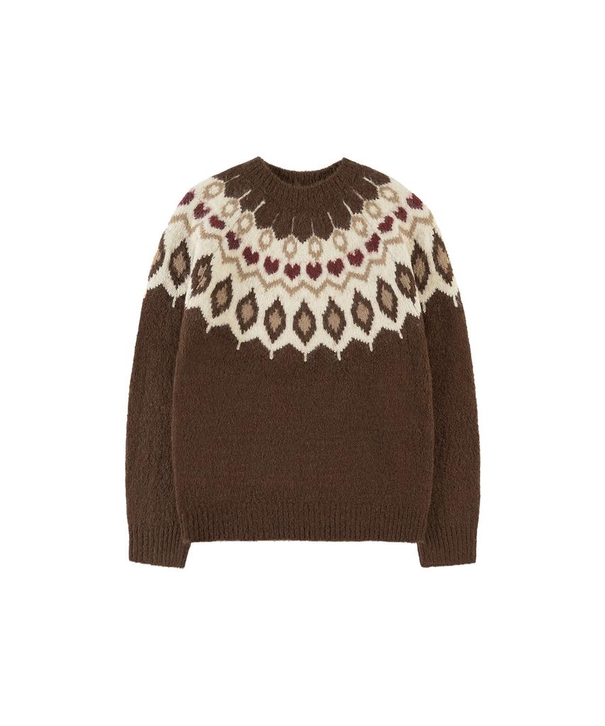 Banwonateullie Kn4277 Raglan Jacquard Knit_Brown