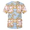 Men's Baroque Style Animal & Ornament Print Short Sleeve T-shirts Summer Round Neck Fashionable Casual Men's T-shirts