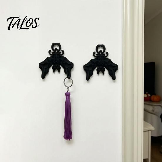 Functional Wall Decoration 3D Printed Bat Hook, Halloween Gothic Decorative Hanger, Dark Sturdy Hanging Storage Style Mount Hook for Keys And