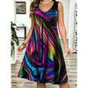 Abito da Donna Vintage Stampato Senza Maniche Girocollo Ampio Morbido Comodo Taglie Forti
