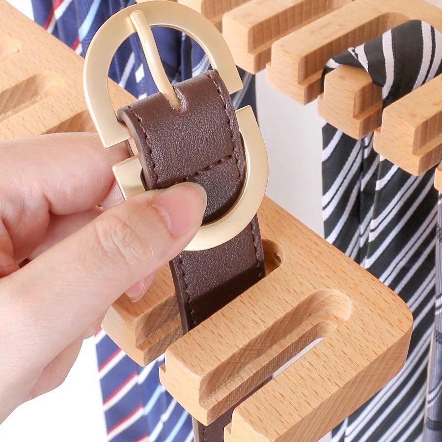 Multifunctional  Wood Belt Storage Ra Tie Waist Belt Silk Scarf Hanger Wooden Clothes Hanger Organizer Tool for Ladies