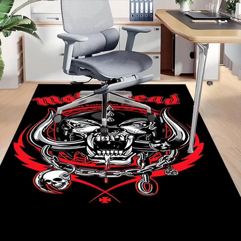 1pc Mot?rhead Home Office, Durable Polyester Floor Mat with Easy, Office Decor, Urban Style, Nonslip Backing