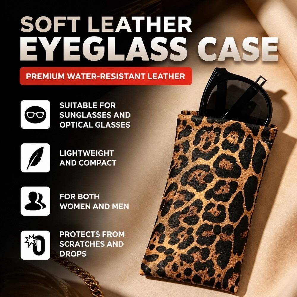 Leopard Print Glasses Case Soft PU Leather Sunglasses Case Fashionable Eyeglass Pouch  Unisex