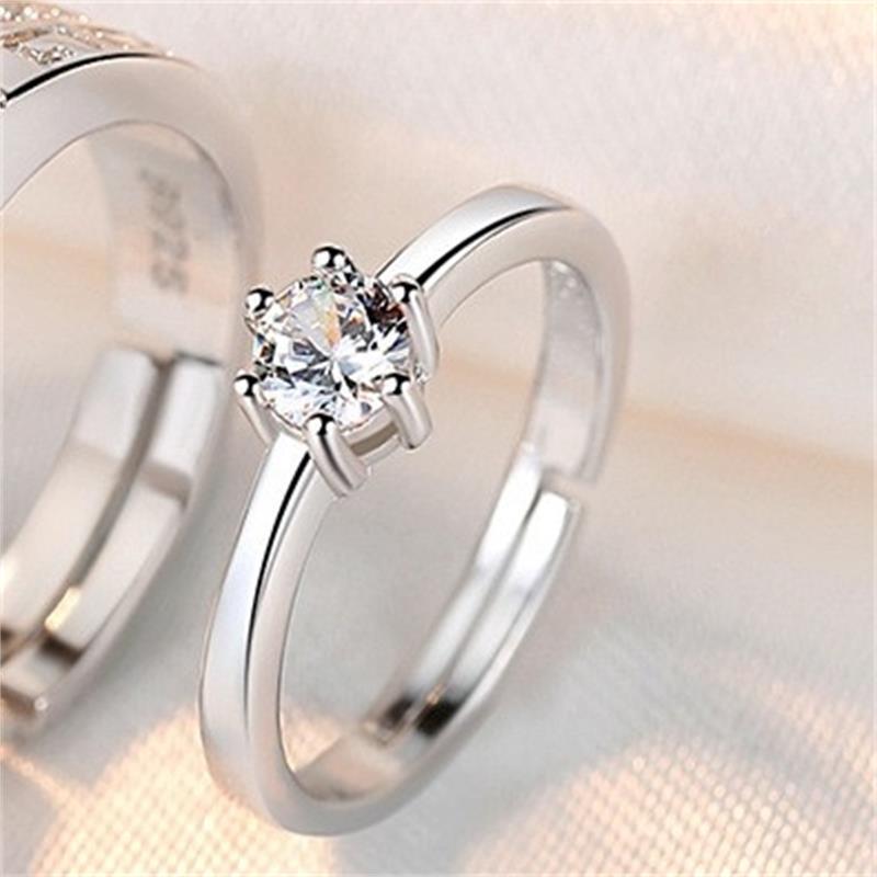 Cross-Pattern Adjustable Diamond CZ Couple Rings - Luxurious & Stylish Korean Fashion for Women Adjustable