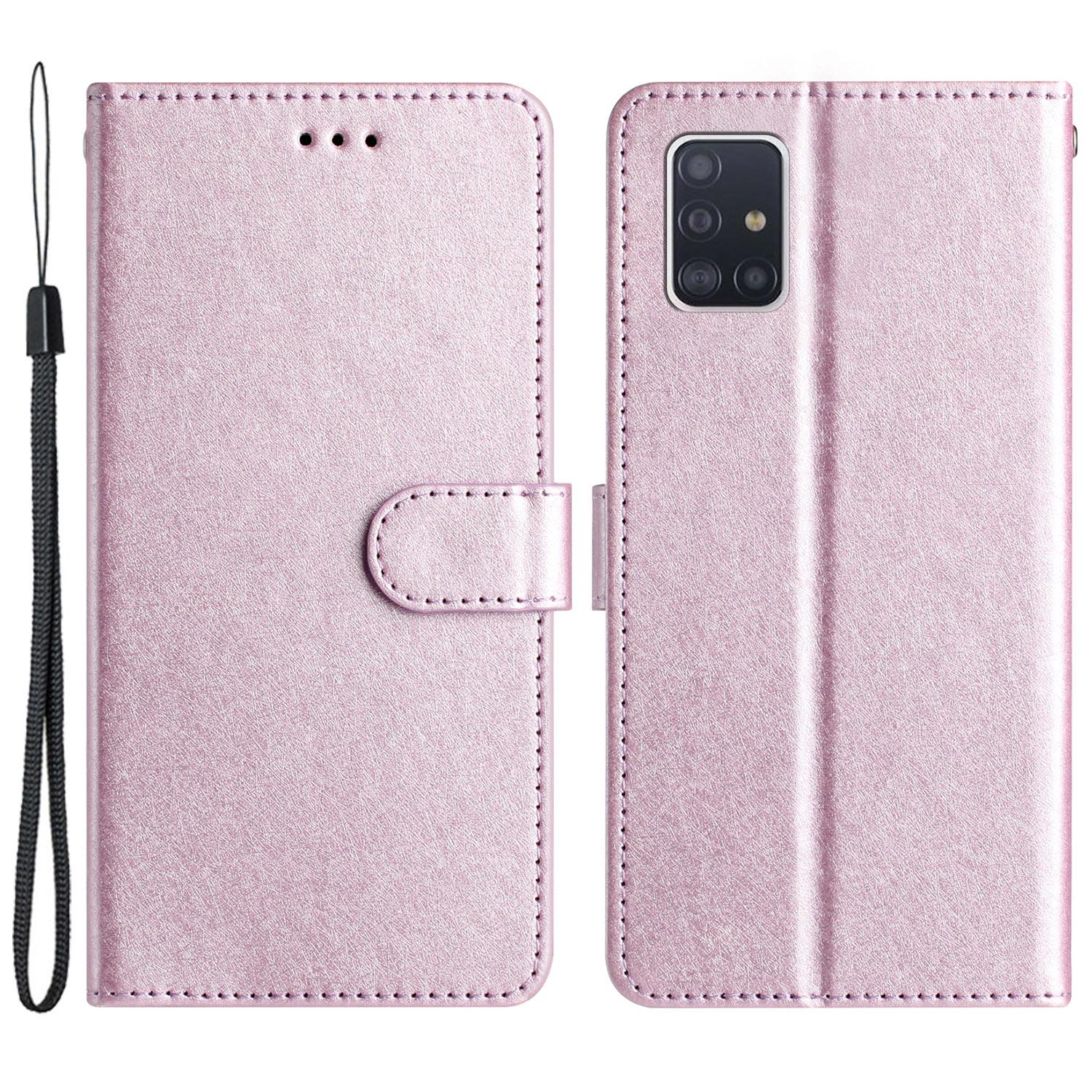 

For Samsung Galaxy A71 4G SM-A715 Scratch Proof Leather Phone Wallet Stand Cover Silk Texture Case Light Purple