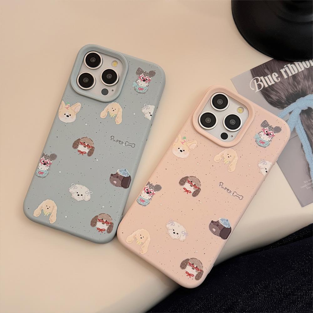 Ink Splash Puppy IPhone 17 Apple Phone Case 14 Suitable for 16promax Silicone 13 Niche Retro Cartoon 15