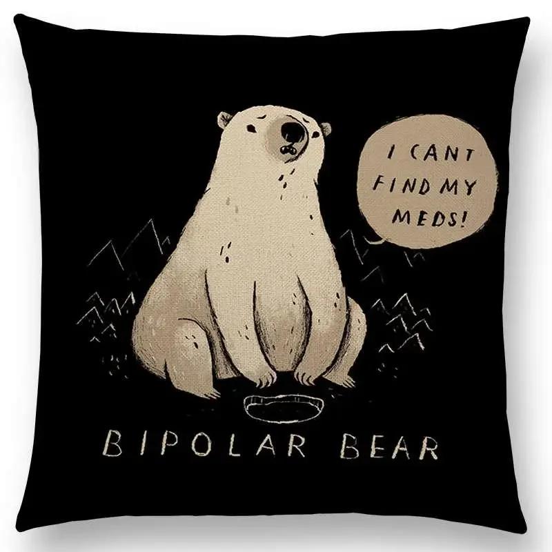Magical Animals Sofa Throw Pillow Case Fantasy Adventure Fairy Tales Bear Walrus Wild Boar Bird Dog Cushion Cover