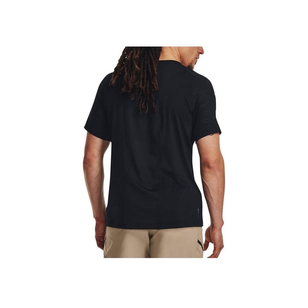 Under Armour Rush Series Solid Textured Training Lightweight Crew Neck T-Shirt Men Tops Black 1376790-002