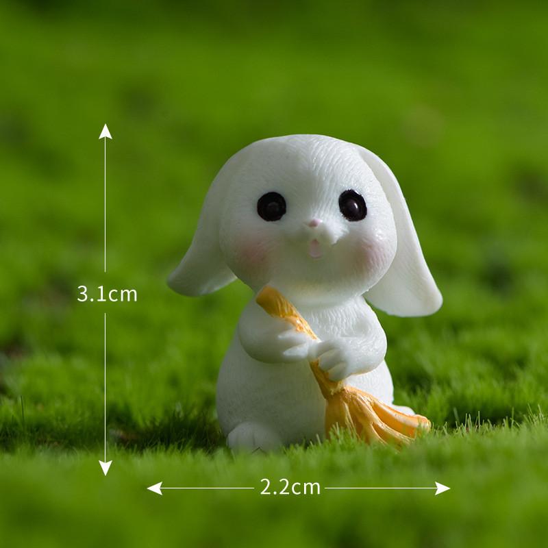 Resin Rabbit White Figurines Toy Model Desktop Car Decoration Accessories Gift
