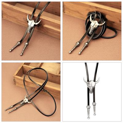 Vintage Western Cowboy Bolo Tie Cow Head Necktie Punk Necklace Costume Accessory American Bola Tie Western
