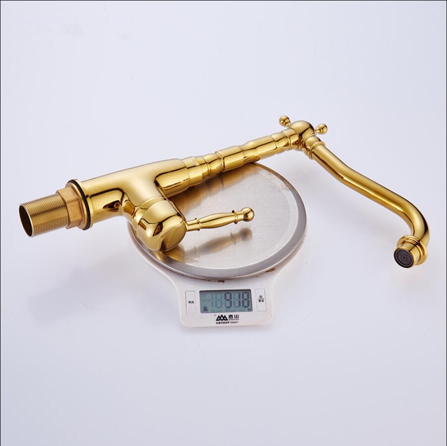Bathroom Gold Kitchen sink Faucet Rotation Brass Sink Mixer Brass Sink Faucet Water Mixer single lever hot and cold sink tap