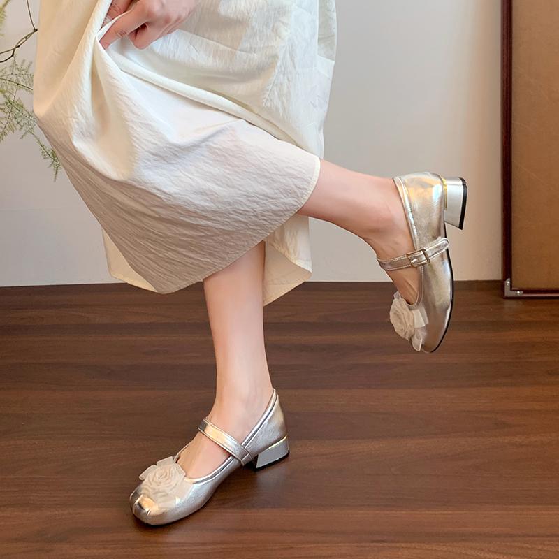 Women's Inner Heightened Mary Jane Shoes Women 2025 Summer New Kitten Heel Bow Sweet Casual Single Shoes