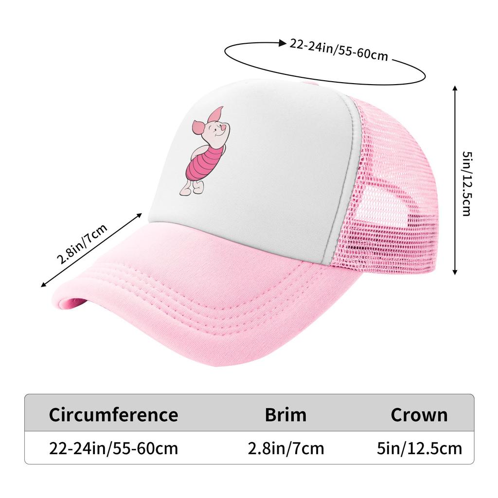 Winnie the Pooh piglet Outfits Mesh Trucker Hat Unisex Breathable pink pig Mesh-back Sun Caps Casual Adjustbale