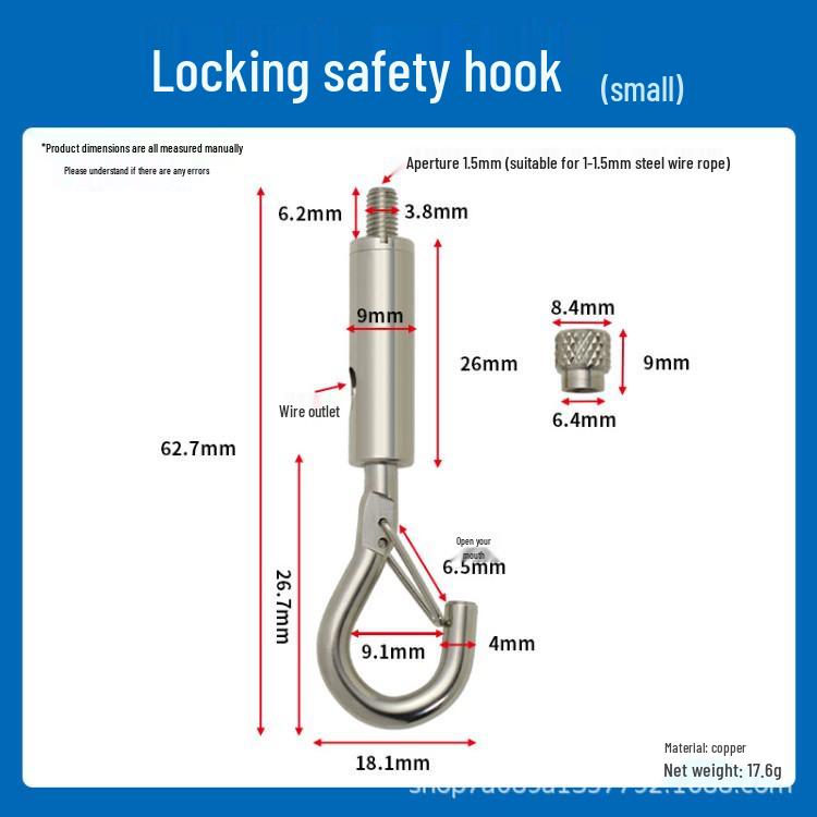 Steel Wire Rope Safety Lock Hook - Secure Picture Hanging & Marine Accessories