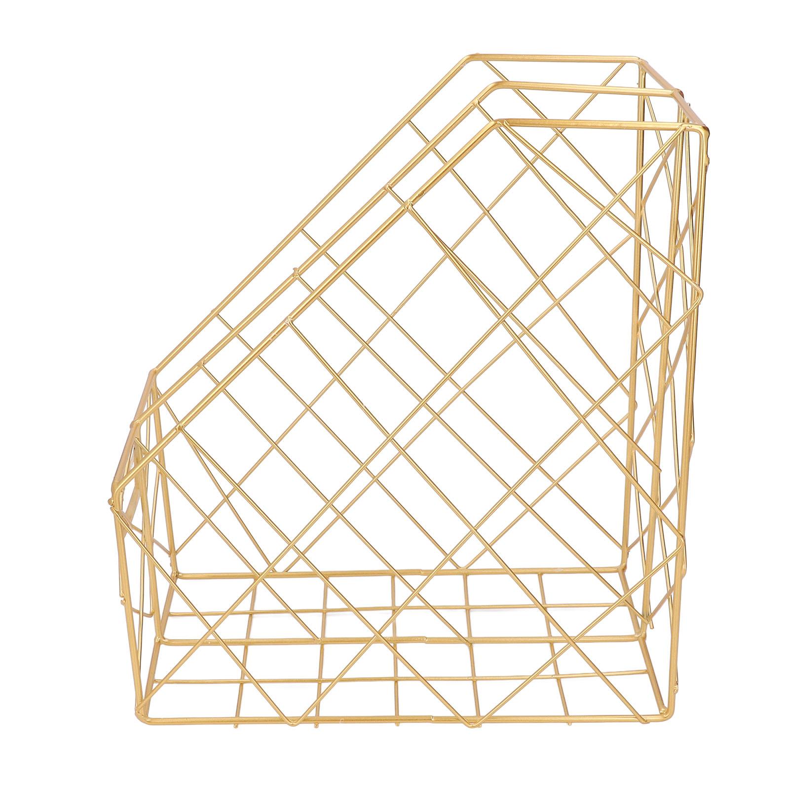 Desk Magazine Holder Simple Geometry Metal Space Saving Desk Magazine File for Document Folder