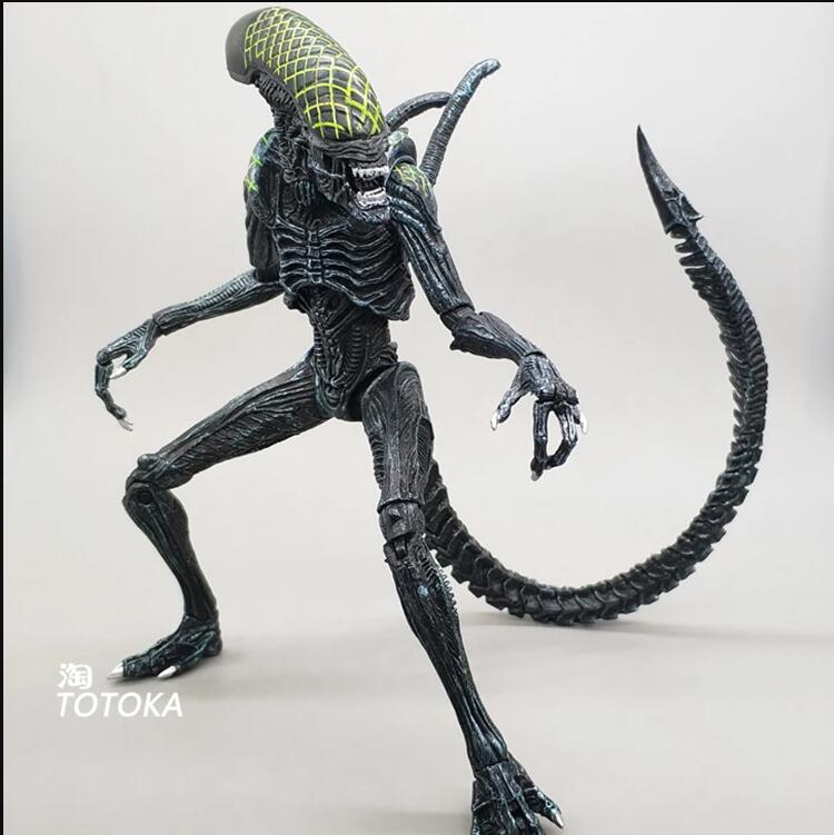 Hot 7inch Alien Figure Xenomorph Toy Aliens Blue Alien Xenomorph figma Predators Alien Egg  Action Figure Collectable Model Toy