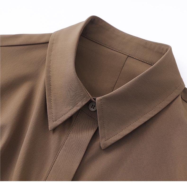 French Minimalist Slim Waist Long Dress Shirt - Women's Summer Collection