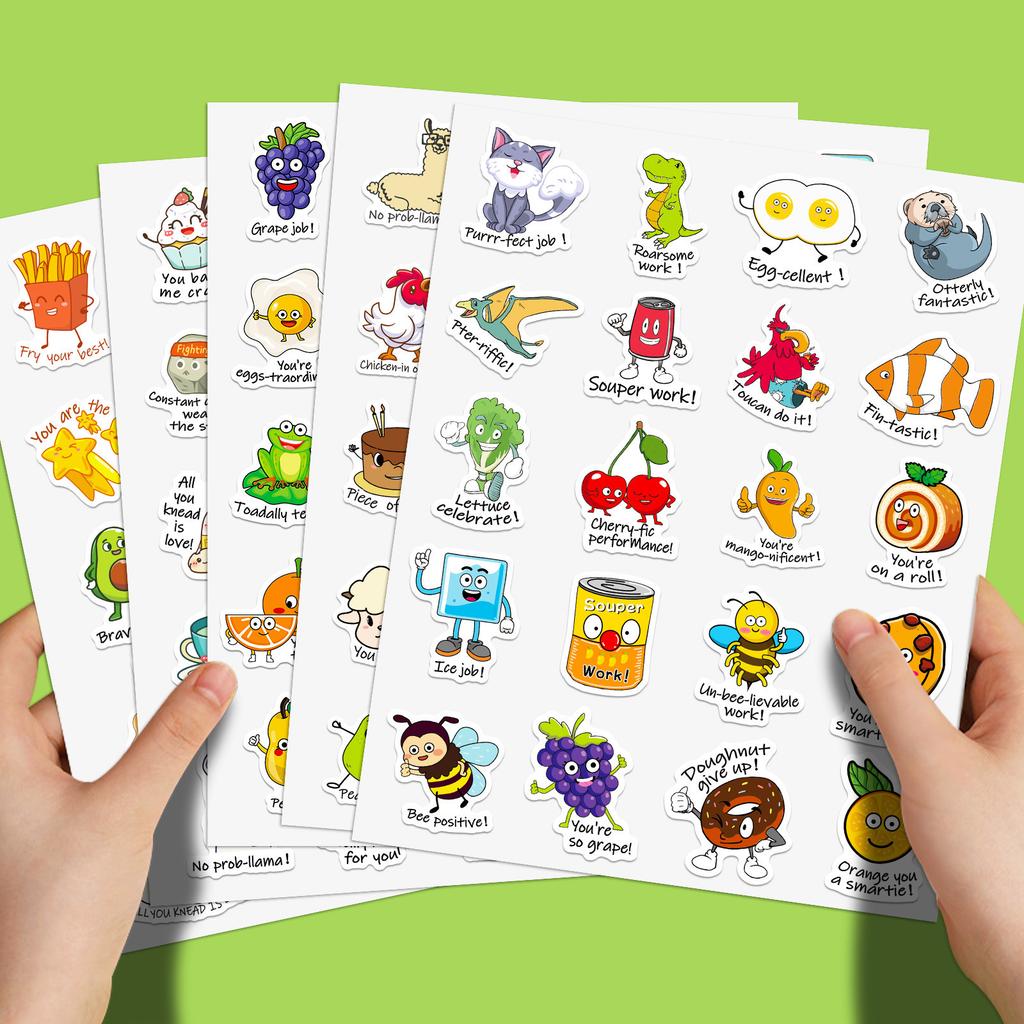 100 Pun Homophone Stickers Children's Fun Game Stickers Kindergarten English-style Cartoon Decoration