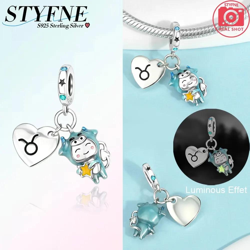 Charmscopper Blue Pendant Leovirgo Twelve Constellations Original Beads Fit Bracelet Women Accessory Fine Gift Diy Jewelry