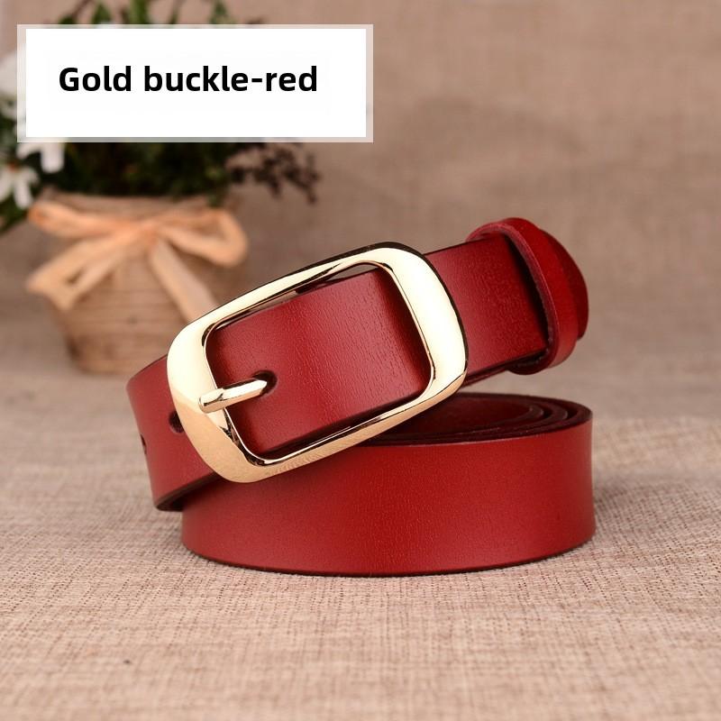 Women's Genuine Leather Belt - Pin Buckle, Adjustable Fashion Waistband Accessory