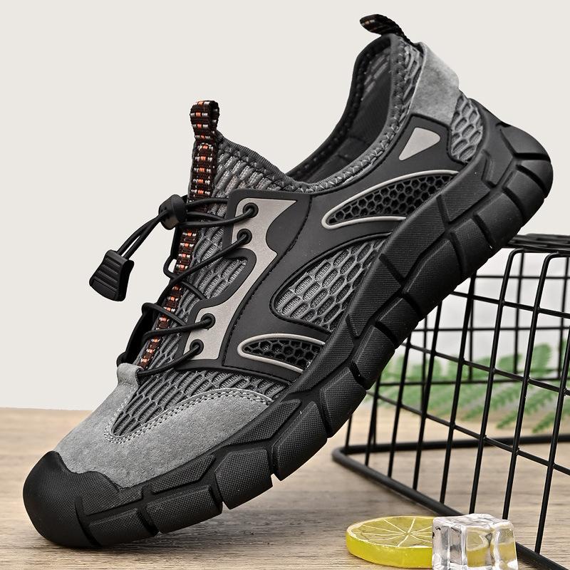 Mesh shoes men's 2025 summer new hollow breathable river walking shoes soft sole bag head non-slip outdoor casual beach shoes