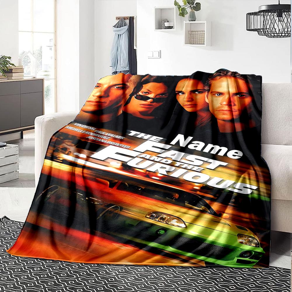 Custom Name Fast & Furious Theme Printed Blanket - Perfect for Couch, Bed, Travel & Outdoor Use | Machine Washable, Cozy & Durable.