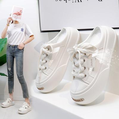 Women's Casual Backless Platform Sneakers Anti Slip Summer Cutout Mules Sandals Closed-Toe Slides Breathable Clog Slippers Women Chunky Walking Shoes