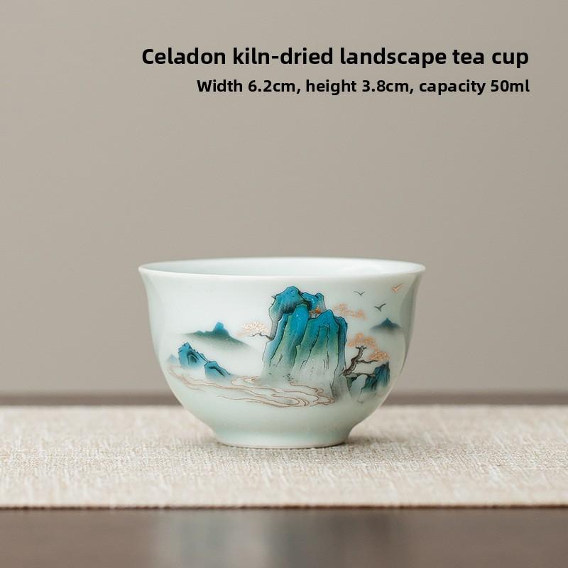 Ceramiczny kubek pojedynczy z malowidłem krajobrazowym, kubek do herbaty, kubek mistrzowski, kubek do degustacji herbaty, kubek do parzenia herbaty, zestaw do herbaty Kung Fu