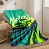 Green Mustang Drifting with Dynamic Streaks and Bold Typography Design. for All Seasons Blanket Lunch Break Throw Gift