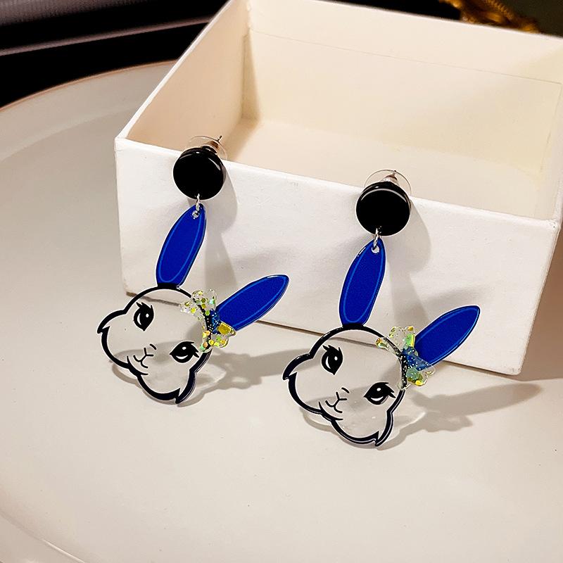 Cute Cartoon Rabbit Ear Studs In Transparent Design for Girls and Women