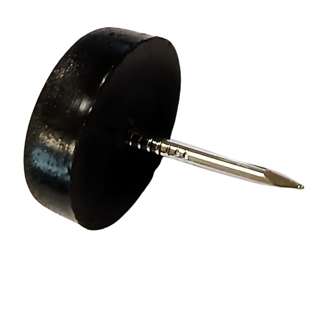 Single Furniture Glide, Diameter 15.7, Furniture Foot, Driven In, BLACK, 100 PCS