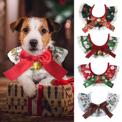 Pet Supplies Adjustment Party Gift Lace Drawstring Christmas Dog Bows Dog Saliva Towel Pet Bib