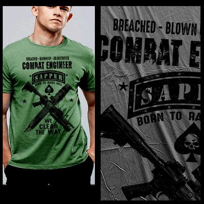 Combat T-shirt Military Sapper Combat Engineer Breacher Tactical Warrior Tee