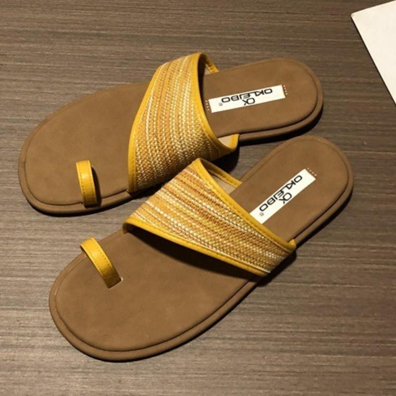 

Fashion Retro Square Toe Design Flat Slipper Women Casual Sexy Clip Toe Brand Flip Flop Summer Comfort Soft Bottom Vacation Beach Sandal 39 жёлтый
